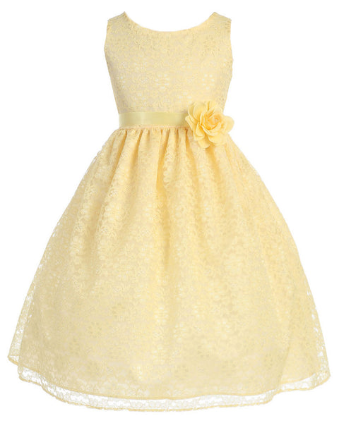 yellow flower girl dresses Victorian Floral Lace Flower Girl Dresses Yellow – Olivia Koo