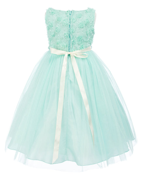 Rosebud Bodice Tulle Skirt Flower Girl Dress Mint – Olivia Koo
