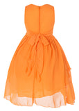 Olivia Koo Yoryu Chiffon Asymmetric Ruffled Flower Girl Dress Orange