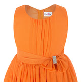 Olivia Koo Yoryu Chiffon Asymmetric Ruffled Flower Girl Dress Orange