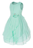 Olivia Koo Yoryu Chiffon Asymmetric Ruffled Flower Girl Dress Mint