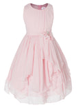 Olivia Koo Yoryu Chiffon Asymmetric Ruffled Flower Girl Dress Pink