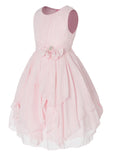 Olivia Koo Yoryu Chiffon Asymmetric Ruffled Flower Girl Dress Pink