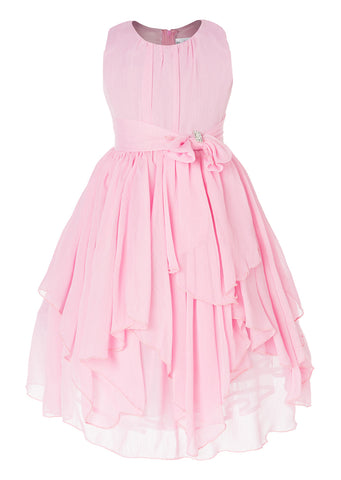 Olivia Koo Yoryu Chiffon Asymmetric Ruffled Flower Girl Dress Dusty Rose