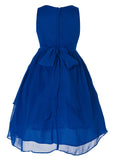 Olivia Koo Yoryu Chiffon Asymmetric Ruffled Flower Girl Dress Navy