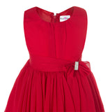 Olivia Koo Yoryu Chiffon Asymmetric Ruffled Flower Girl Dress Red