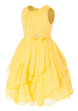 Olivia Koo Yoryu Chiffon Asymmetric Ruffled Flower Girl Dress Yellow