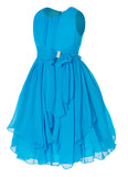 Olivia Koo Yoryu Chiffon Asymmetric Ruffled Flower Girl Dress Turquoise