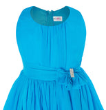 Olivia Koo Yoryu Chiffon Asymmetric Ruffled Flower Girl Dress Turquoise