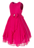 Olivia Koo Yoryu Chiffon Asymmetric Ruffled Flower Girl Dress Fuchsia