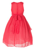 Olivia Koo Yoryu Chiffon Asymmetric Ruffled Flower Girl Dress Coral