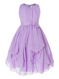 Olivia Koo Yoryu Chiffon Asymmetric Ruffled Flower Girl Dress Lilac