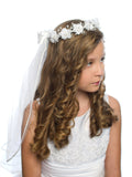 OLIVIA KOO Girls First Communion White Floral Wreath Veil