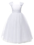 OLIVIA KOO Girls Graceful First Communion Floral Embroidered Dress