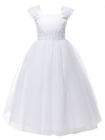 OLIVIA KOO Girls Graceful First Communion Floral Embroidered Dress