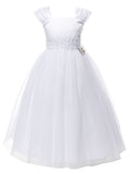 OLIVIA KOO Girls Graceful First Communion Floral Embroidered Dress