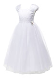 OLIVIA KOO Girls Graceful First Communion Floral Embroidered Dress