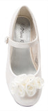 Ivory Mary Jane Shoes with Pretty Satin Rolled Rosettes Patent Leather