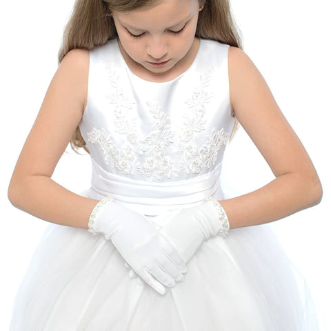 OLIVIA KOO Beads Wrist First Communion Girls Glove