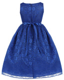 Victorian Floral Lace Flower Girl Dresses Royal Blue