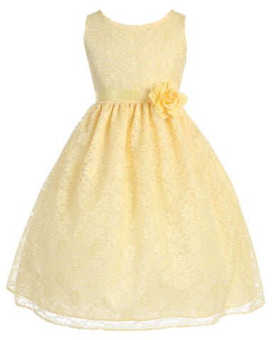 Victorian Floral Lace Flower Girl Dresses Yellow