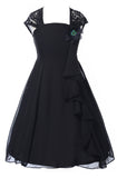 Beautiful Black Chiffon Flower Girl Dress with Lace Back Flower Girl Dresses