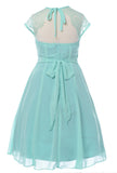 Beautiful Mint Chiffon Flower Girl Dress with Lace Back Flower Girl Dresses