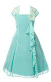 Beautiful Mint Chiffon Flower Girl Dress with Lace Back Flower Girl Dresses