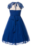 Beautiful Royal Blue Chiffon Flower Girl Dress with Lace Back Flower Girl Dresses