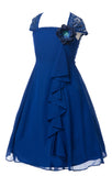 Beautiful Royal Blue Chiffon Flower Girl Dress with Lace Back Flower Girl Dresses