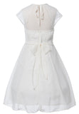 Beautiful White Chiffon Flower Girl Dress with Lace Back Flower Girl Dresses