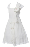 Beautiful White Chiffon Flower Girl Dress with Lace Back Flower Girl Dresses