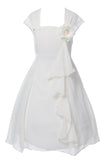 Beautiful White Chiffon Flower Girl Dress with Lace Back Flower Girl Dresses