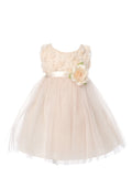 Lovely Champagne Rosebud Bodice Infant Flower Girl Dresses