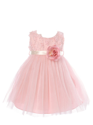 Lovely Dusty Rose Rosebud Bodice Infant Flower Girl Dresses