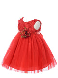 Lovely Red Rosebud Bodice Infant Flower Girl Dresses