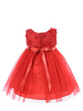 Lovely Red Rosebud Bodice Infant Flower Girl Dresses