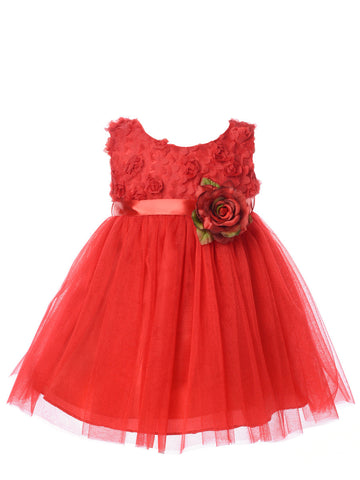 Lovely Red Rosebud Bodice Infant Flower Girl Dresses