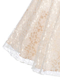 V-Neck Champagne Floral Lace Flower Girl Dress with Sparkle Sash