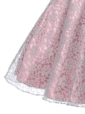 V-Neck Dusty Rose Floral Lace Flower Girl Dress with Sparkle Sash