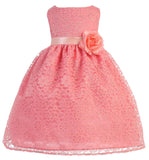 Jackie Floral Lace Infant Baby Flower Girl Dresses Coral