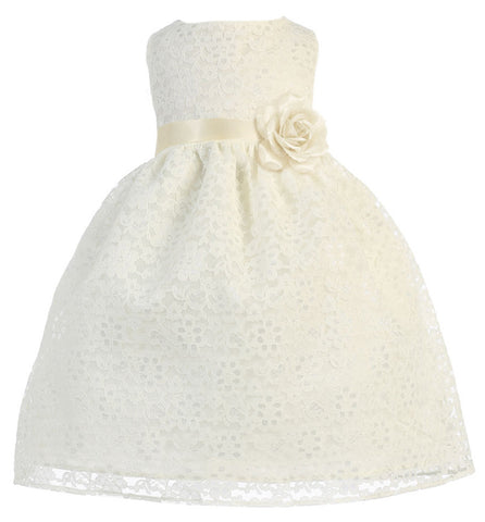 Jackie Floral Lace Infant Baby Flower Girl Dresses Ivory