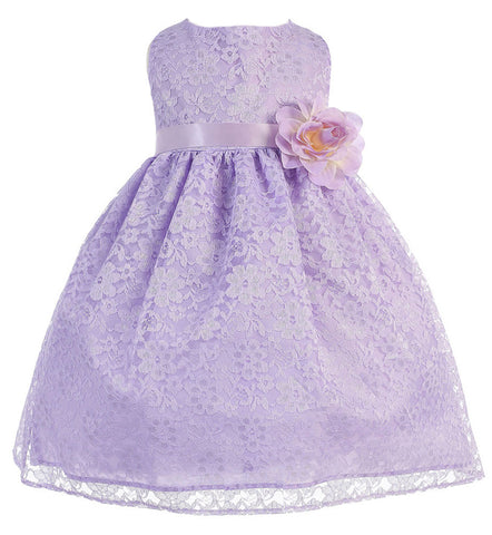 Jackie Floral Lace Infant Baby Flower Girl Dresses Lilac