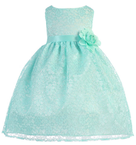 Jackie Floral Lace Infant Baby Flower Girl Dresses Mint