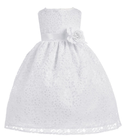 Jackie Floral Lace Infant Baby Flower Girl Dresses White