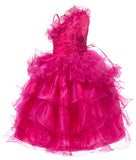 Princess Pageant Girl Dress with Sequin Bodice Fuchsia