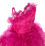 Princess Pageant Girl Dress with Sequin Bodice Fuchsia