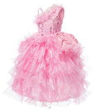 Pink Princess Pageant Girl Dress with Sequin Bodice