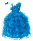 Princess Pageant Girl Dress with Sequin Bodice Turquoise