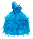 Princess Pageant Girl Dress with Sequin Bodice Turquoise